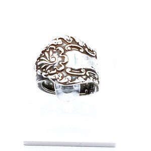 Vintage Elegant Spoon Wrap Ring, Silver Plate Floral Bypass Ring, Unique Gift